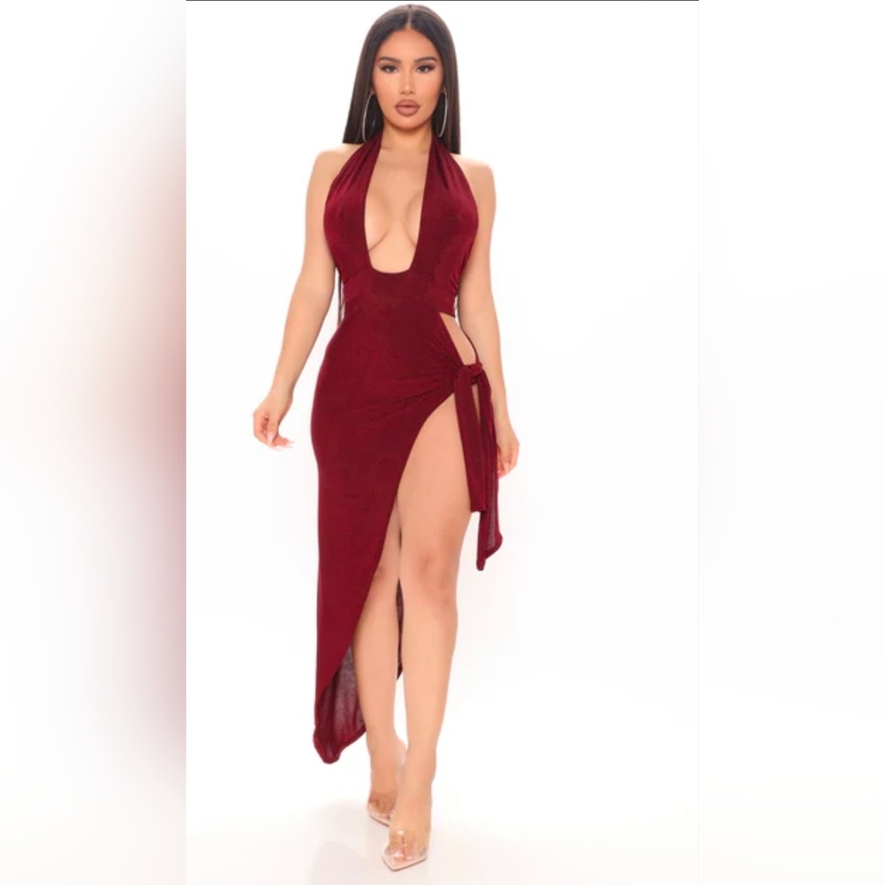 Lacausa New Midnight Rider Elegant Burgundy Sexy Halter Dress Size Small New